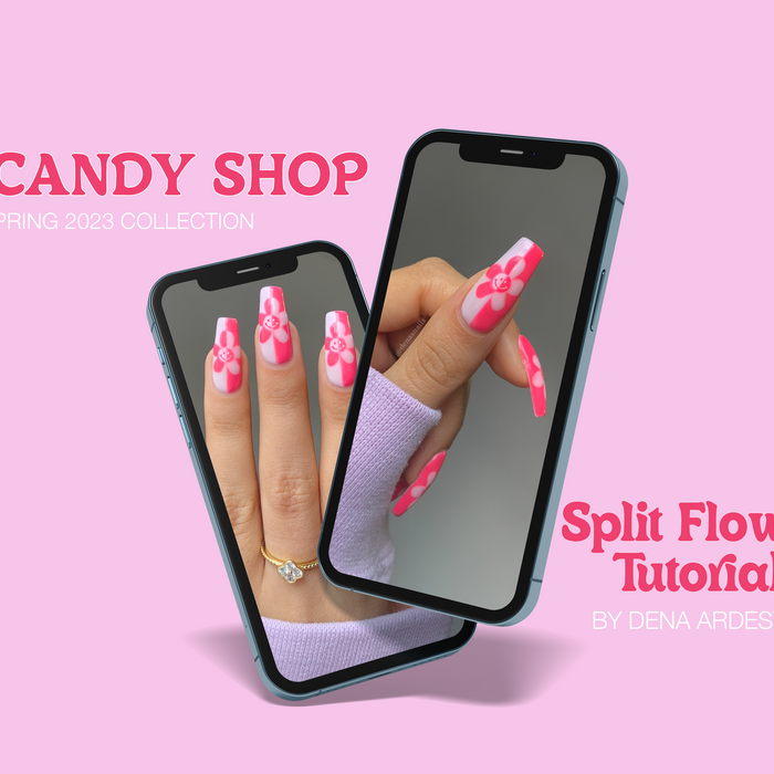 Split Smiley Flower Nail Tutorial by Denas Nails using The Candy Shop Collection