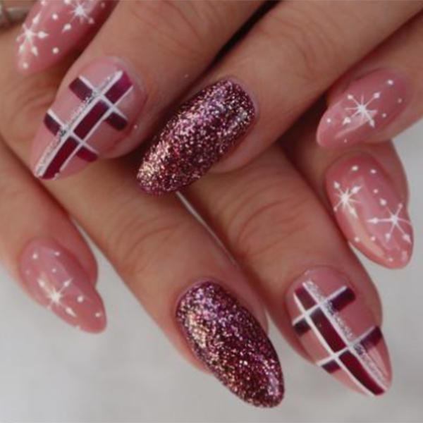 Winter Plaid Nail Art Step-by-Step by @DoodleDigits ft in Scratch Magazine